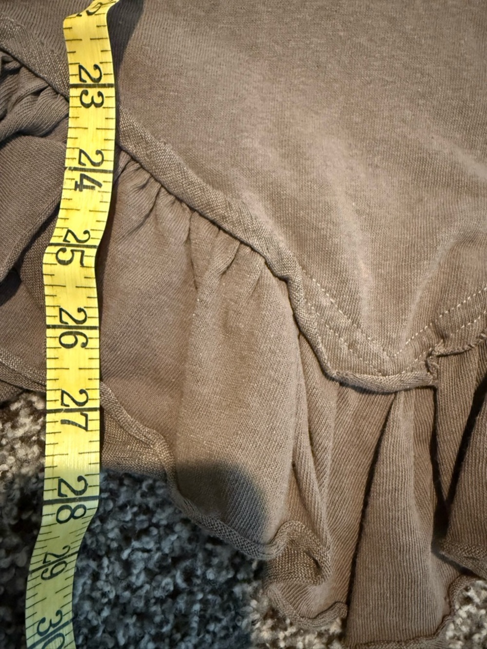 Easel Women’s Ruffle-Hem Long Sleeve Top - Taupe - Picture 3 of 4